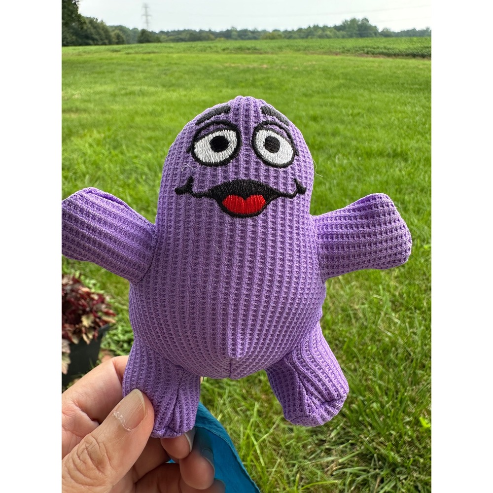 Vintage2000 McDonald Grimace Plush Fisher-Price Waffle Knit Purple Toy with Cape - Picture 1 of 6